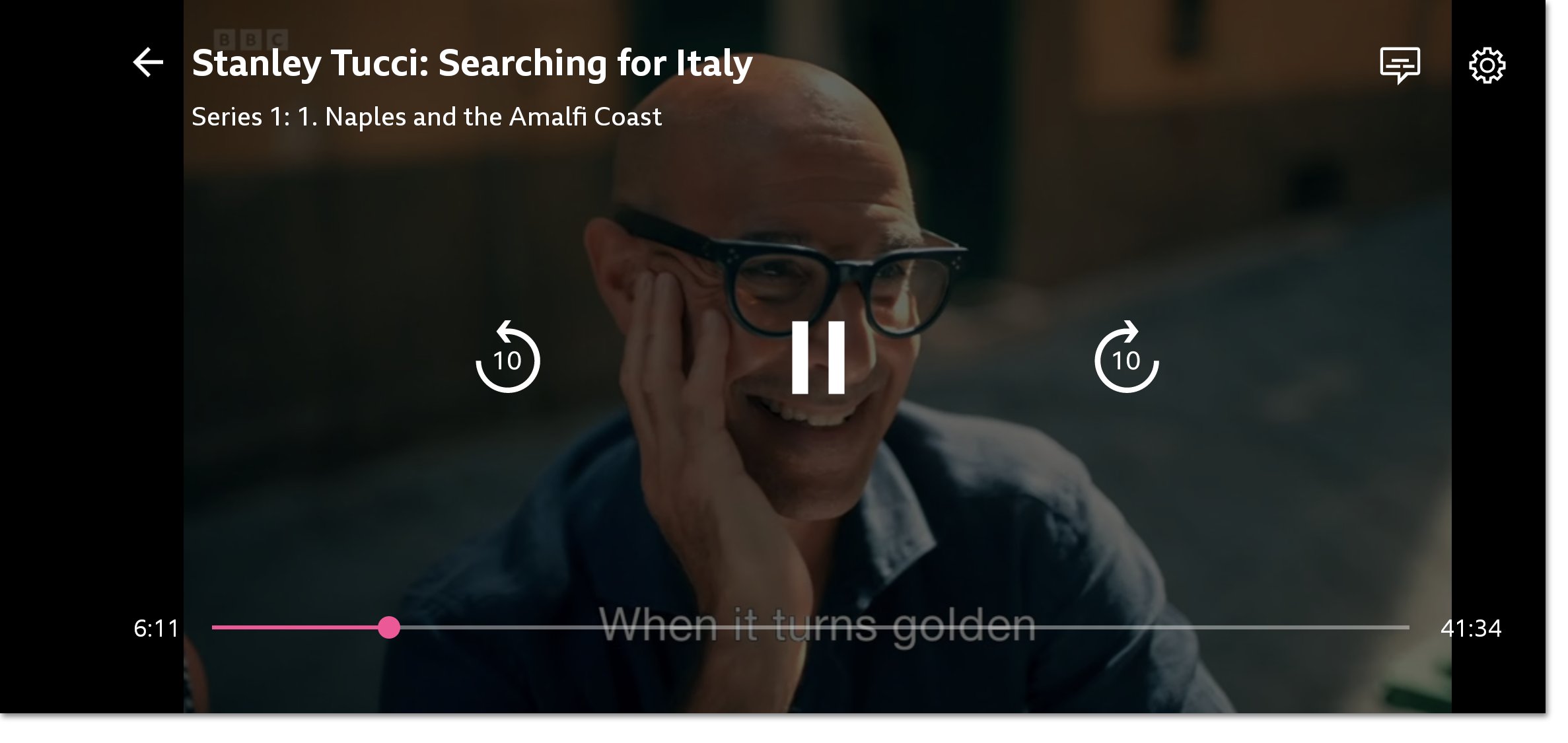 Screenshot of the playback controls on the mobile/tablet app